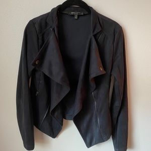 Navy Suede Moto Jacket - Size S